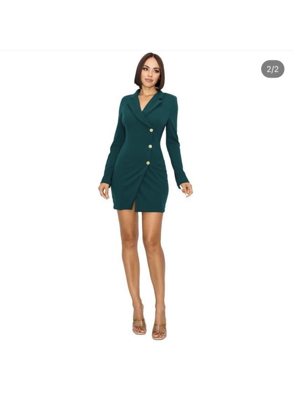 GIBIU USA Emerald Green Blazer Mini Dress Women’s Medium M Gold Button NWT